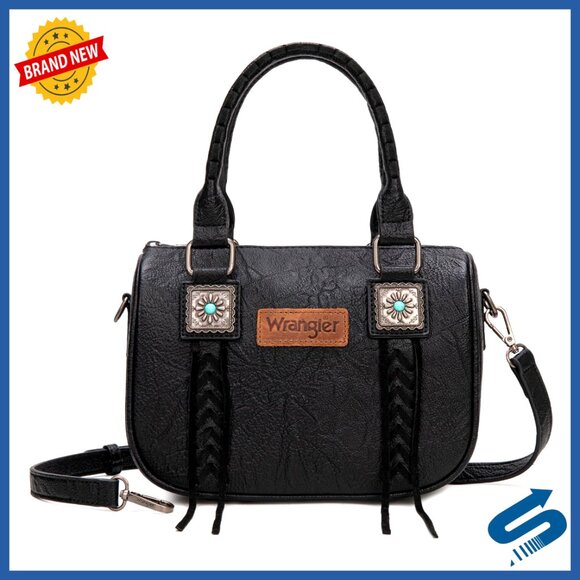 s-l400.jpg Faux Leather Satchel Crossbody Bag with Fringe Adjustable Strap
